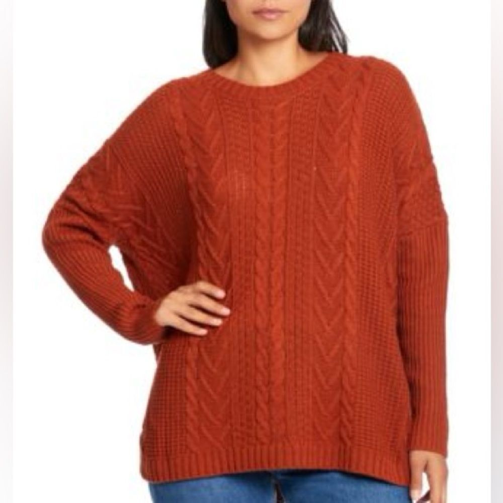 Joseph A. Women's Size M Boxy Cable Knit Rib Pullover Sweater NWOT